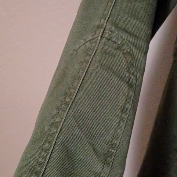 Topshop Olive green Field Jacket, with draw string hoodie Sz. 6 - Picture 5 of 9